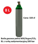 Butla gazowa pełna MIX/Argon/CO₂ 8l z rurką sedymentacyjną 200 bar