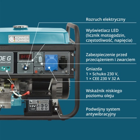 Agregat Generator benzynowo-gazowy 5,5kW KS 7000E G