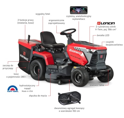 Traktor ogrodowy 102cm 17kM 586cc HTS LX 102 H L586